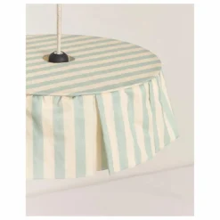 Sale Nobodinoz Abat-jour Vibes rayé en voile de coton bio | Turquoise