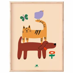 Sale Affiche Chien, Chat et Oiseau | Enfant Décoration Murale|Déco Murale Enfant