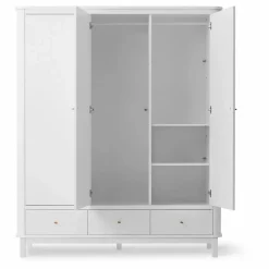 Hot Armoire 3 portes en bouleau 204x168 cm | Enfant Rangement Enfant