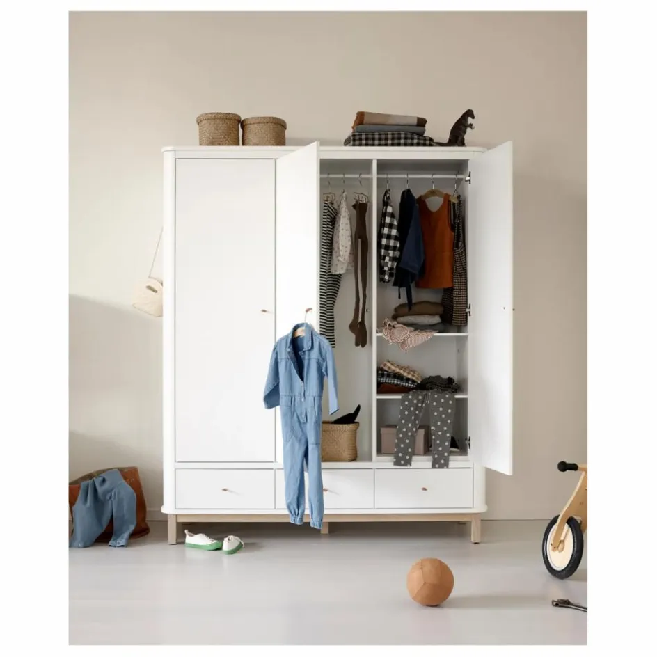 Online Armoire 3 portes en chêne | Enfant Armoires|Rangement Enfant