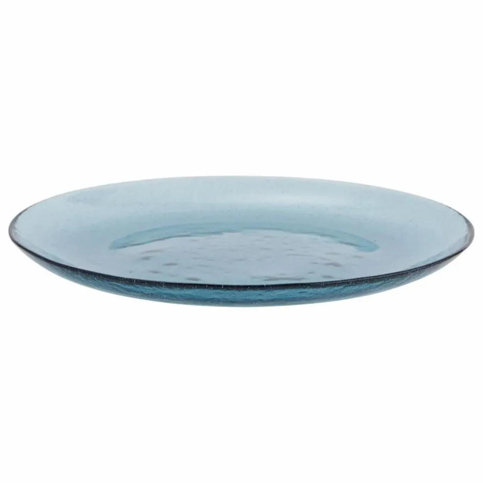 Online Madam Stoltz Assiette en verre coloré | Bleu