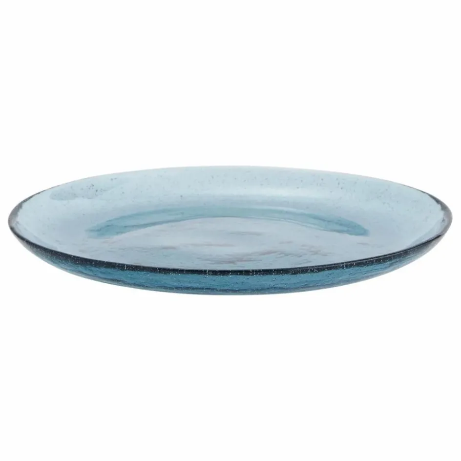 Online Madam Stoltz Assiette en verre coloré | Bleu