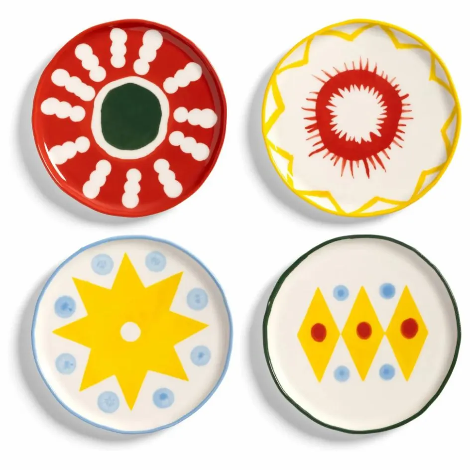 Hot &Klevering Assiettes en porcelaine Festivo - Set de 4 Multicolore