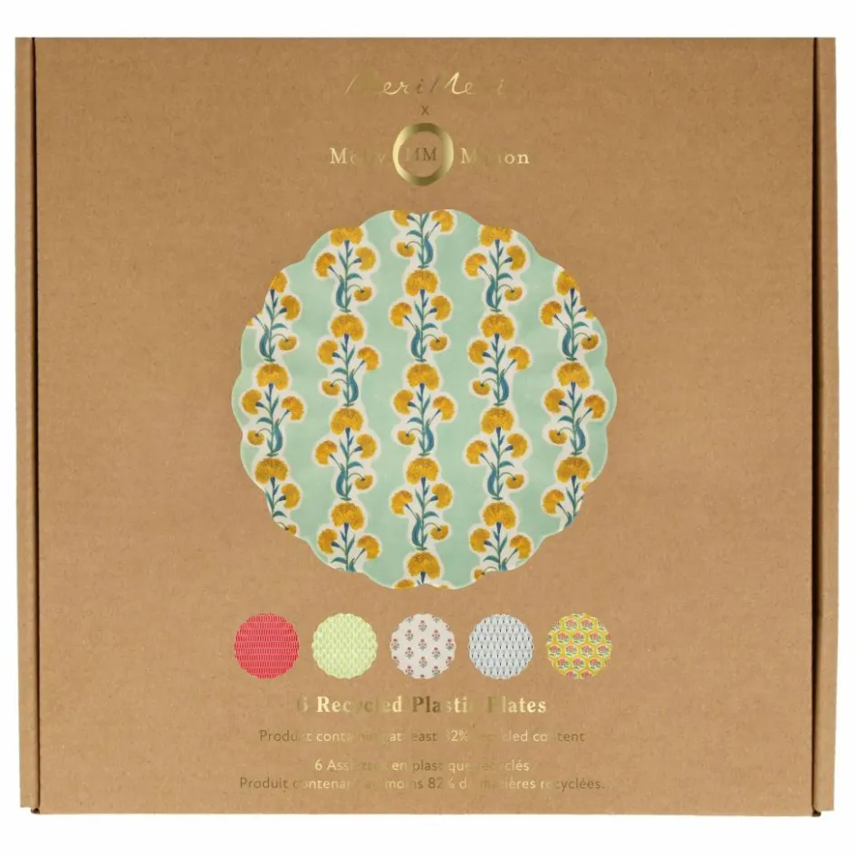 Meri Meri Assiettes réutilisables - x Molly Mahon - Set de 6|Enfant Vaisselle Enfant|Art De La Table