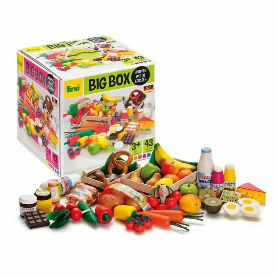 Erzi Assortiment marchande en bois - Set de 43| Cuisines, Marchandes