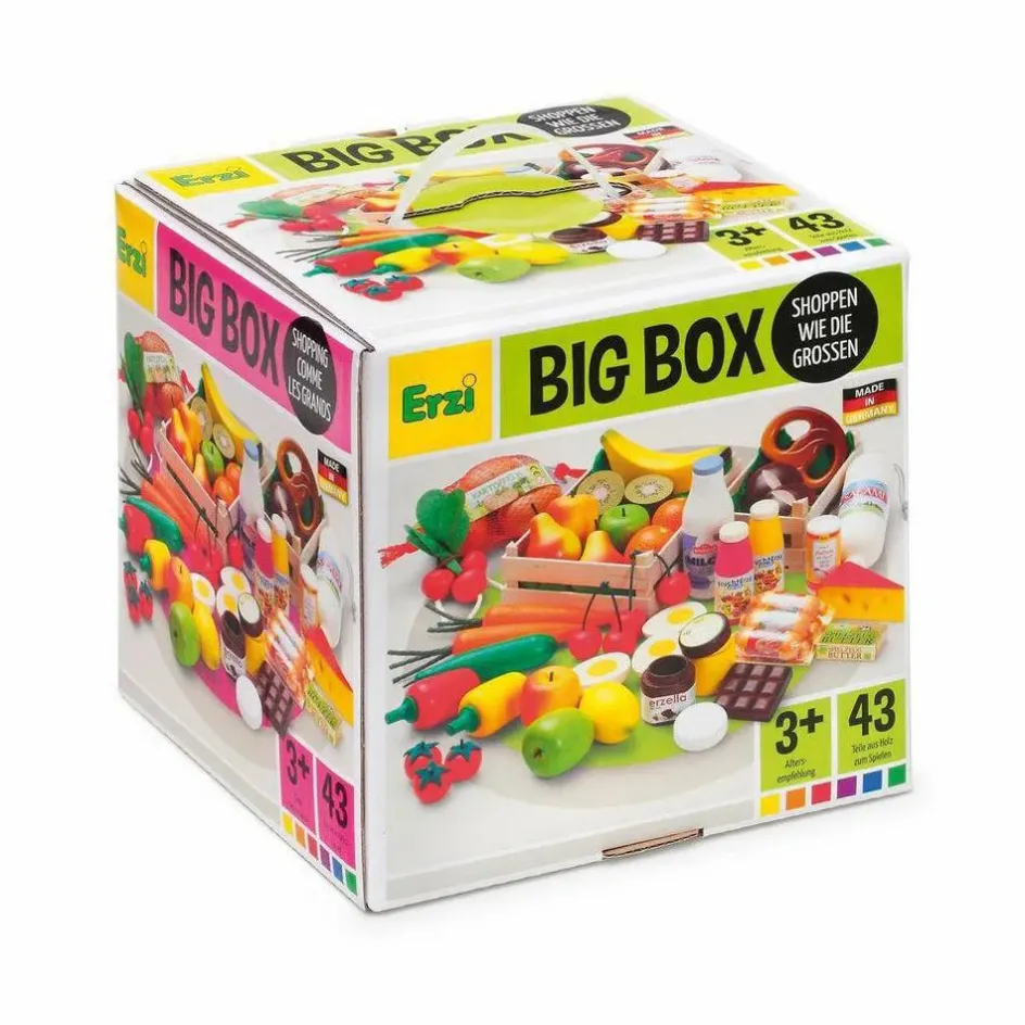 Erzi Assortiment marchande en bois - Set de 43| Cuisines, Marchandes
