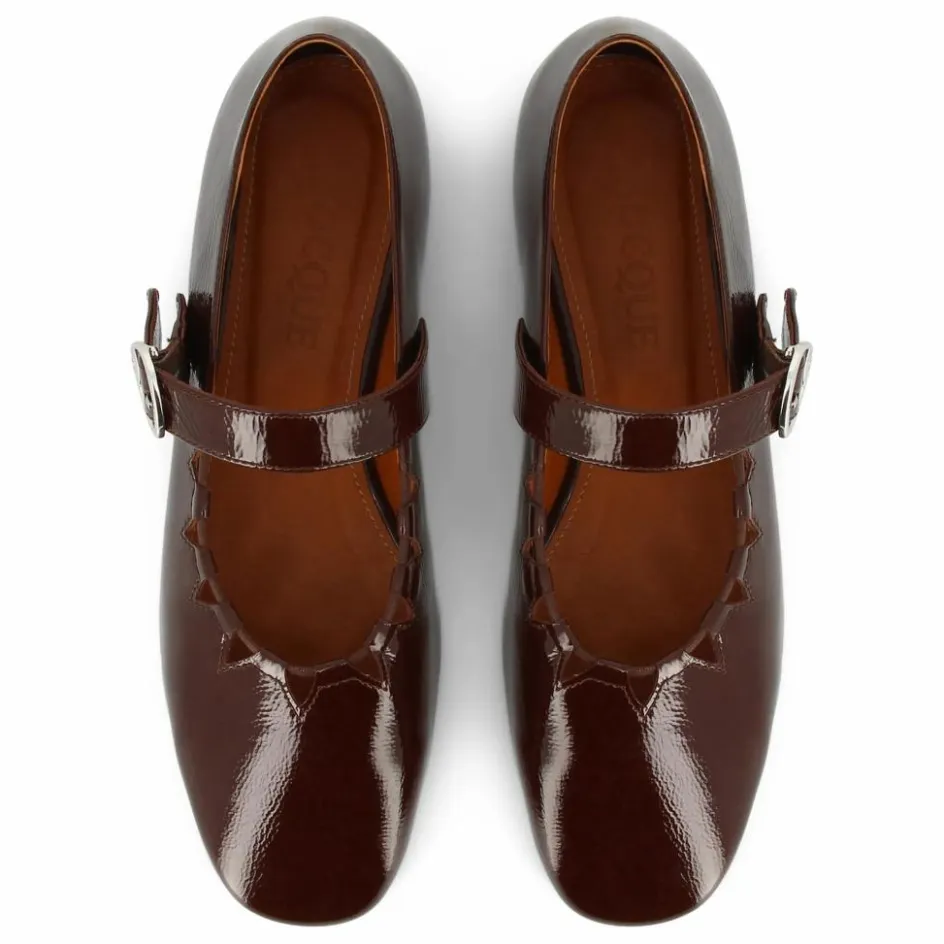 Hot Socque Paris Ballerines Ginger Vernis | Chocolat
