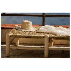 Discount Cosydar Banquette 8 pieds en bois brut et palme Naturel