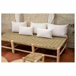 Discount Cosydar Banquette 8 pieds en bois brut et palme Naturel