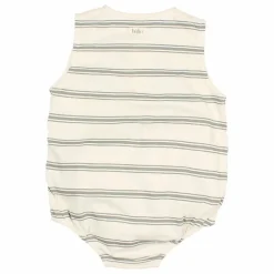New Búho Barboteuse Rayures Coton Bio | Vert céladon