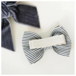 Discount Gentil Coquelicot Barrettes Rayé et Velours - Set de 2 | Bleu marine