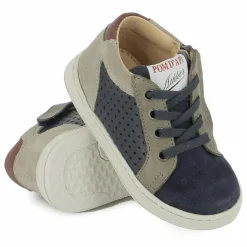 Outlet Pom d'Api Baskets Mousse Lace Perfo Velours | Bleu marine