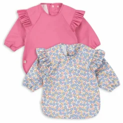 Clearance Konges Sløjd Bavoirs à manches Rosier - Set de 2 | Rose