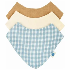 Online Soft Spot Bavoirs bandana Cottage en coton bio - Set de 3 | Bleu
