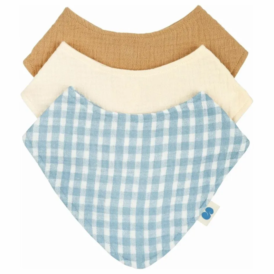 Online Soft Spot Bavoirs bandana Cottage en coton bio - Set de 3 | Bleu