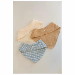 Online Soft Spot Bavoirs bandana Cottage en coton bio - Set de 3 | Bleu
