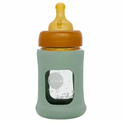 Hevea Biberon en verre à col large avec housse de protection Débit lent || Biberons|Puériculture