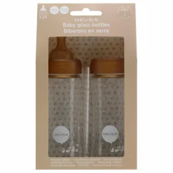 Hevea Biberons en verre à col large Débit moyen - Lot de 2| Biberons|Puériculture