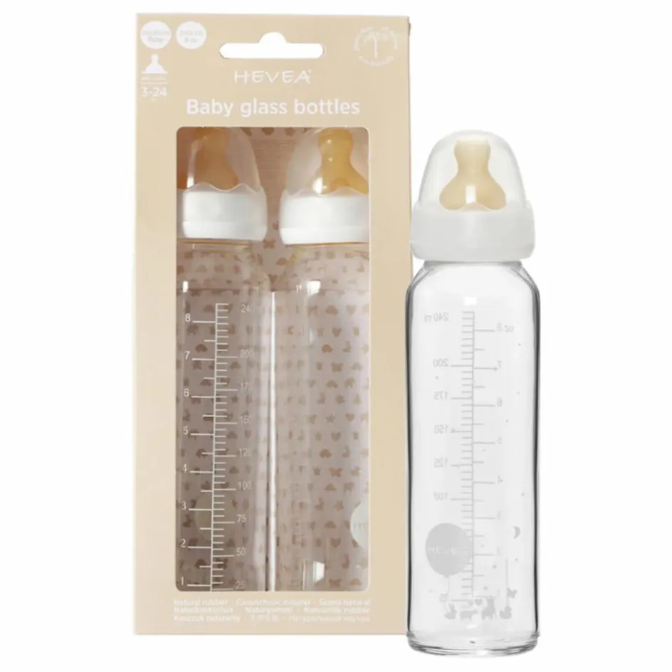 Hevea Biberons en verre borosilicate 240ml - Lot de 2| Biberons|Puériculture
