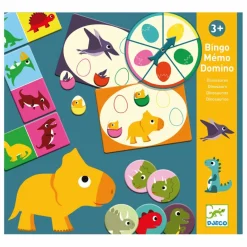 Djeco Bingo Mémo Domino Dinosaures| Jeux Éducatifs