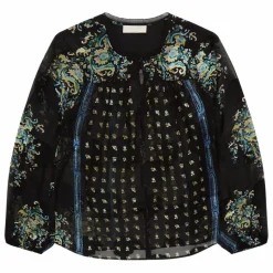 Hot Ulla Johnson Blouse Aster Soie | Bleu nuit