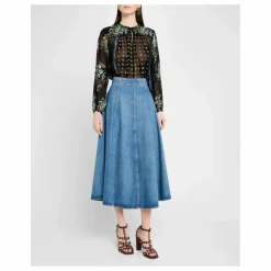 Hot Ulla Johnson Blouse Aster Soie | Bleu nuit