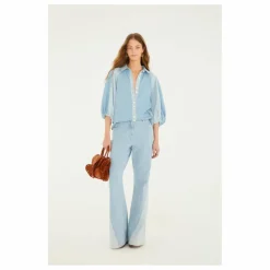 Farm Rio Blouse Bicolore Denim | Bleu