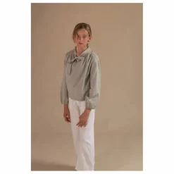 New Longlivethequeen Blouse Bow Coton Bio | Gris clair