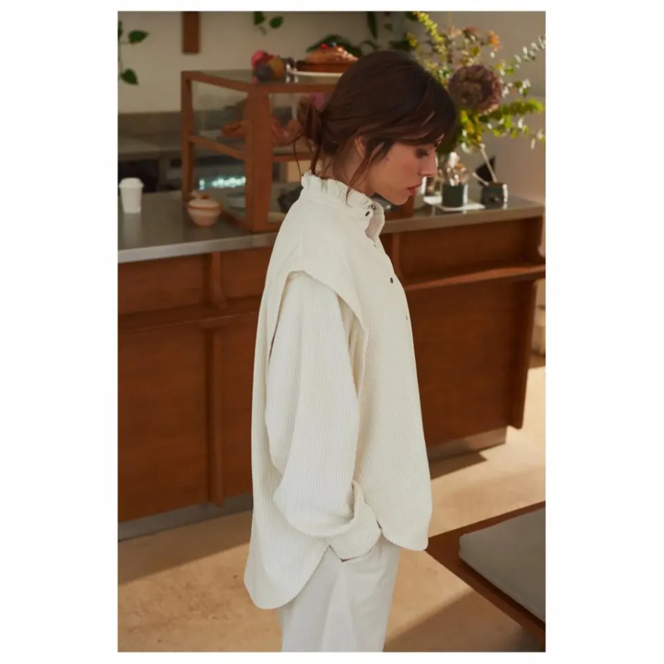 Marlot Paris Blouse Carmen Velours Côtelé - Collection Femme ||Femme Blouses, Chemises
