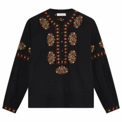 New Maison Hotel Blouse Chandelier Bruna Coton Flammé | Noir