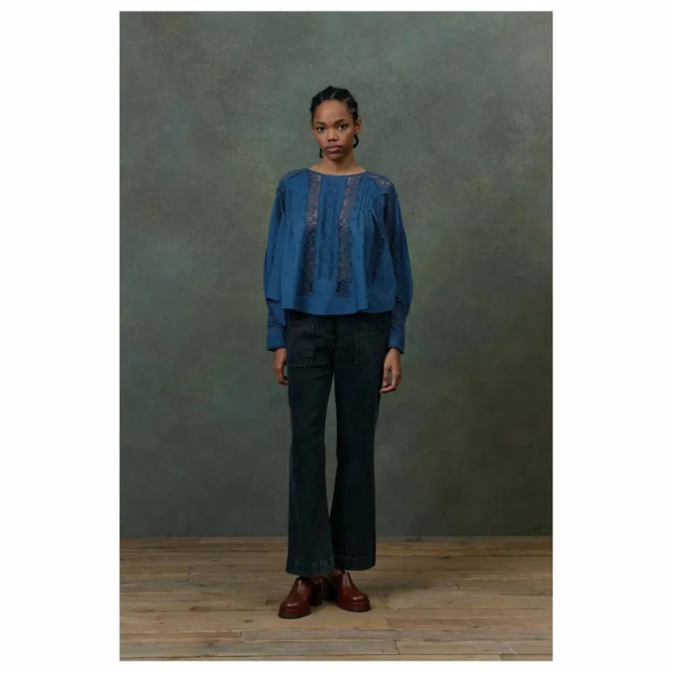 Clearance Louise Misha Blouse Jeannine Voile de Coton Bio - Collection Femme | Bleu