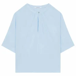 Discount Pomandère Blouse Manches Courtes Popeline de Coton | Bleu ciel
