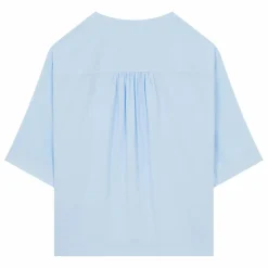 Discount Pomandère Blouse Manches Courtes Popeline de Coton | Bleu ciel