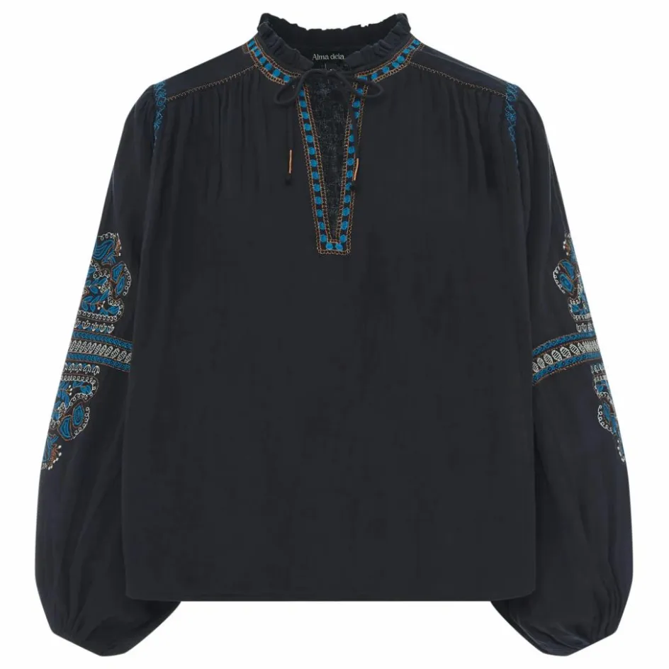 Alma Deia Blouse Manches Longues Brodée Gaze Coton Bio ||Femme Blouses, Chemises