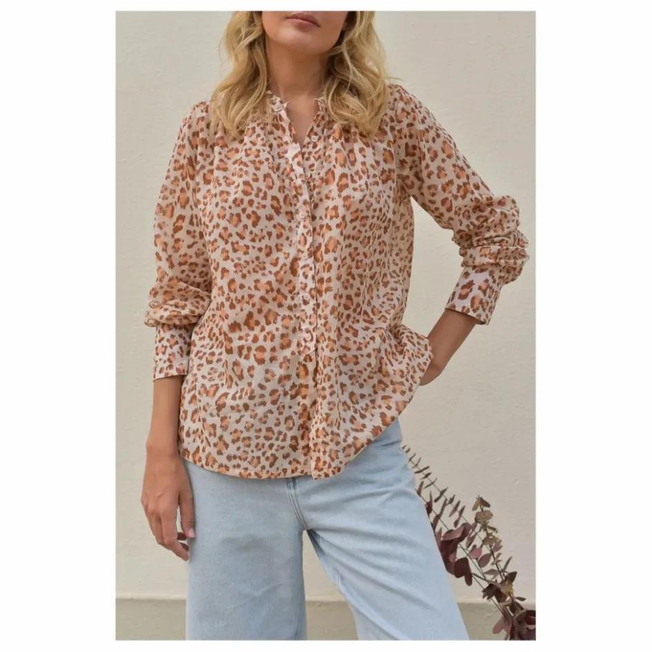 Marlot Paris Blouse Michelle Léopard Voile de Coton - Collection Femme ||Femme Blouses, Chemises