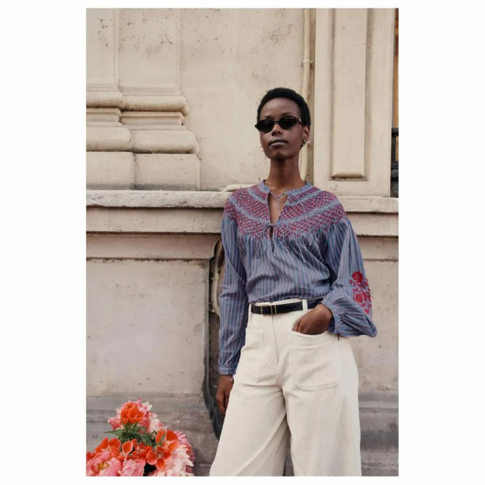 Louise Misha Blouse Pal Rayée Voile de Coton - Collection Femme ||Femme Blouses, Chemises