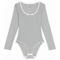 Sale Petit Bateau Body Côtelé Rayé | Blanc
