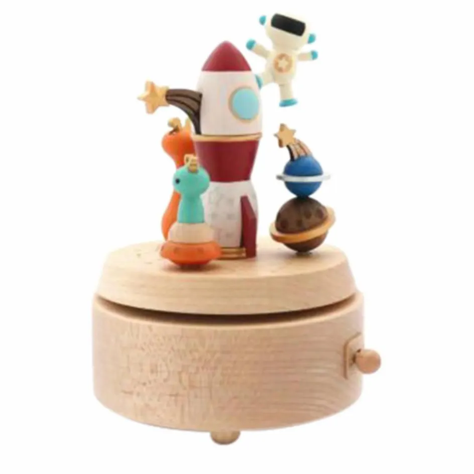 Discount Wooderful life Boite à musique en bois Fusée Multicolore