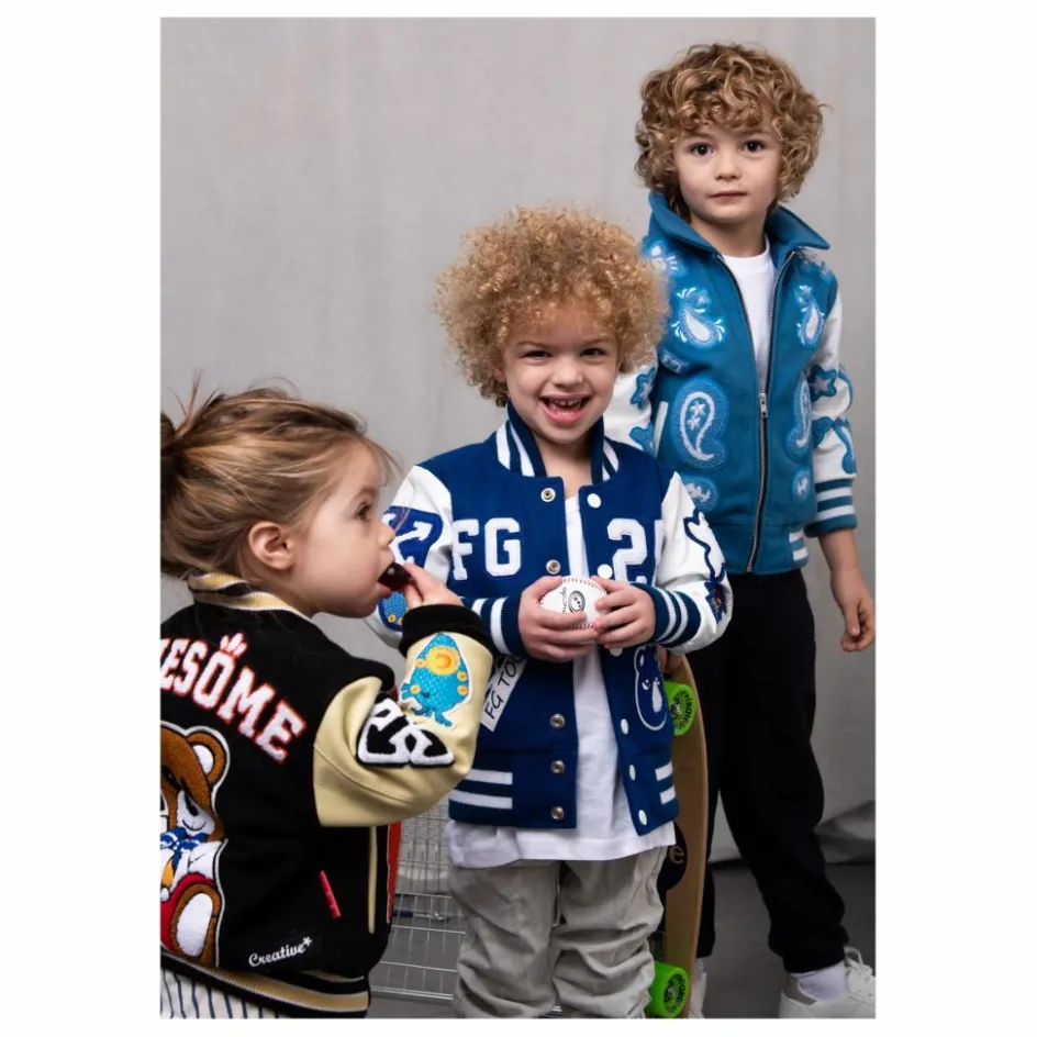 Enfant Fille Garçon Manteaux, Blousons*Bomber Awesome Letterman à Ecussons Cuir |