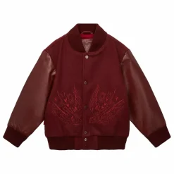 Outlet Bomber Brodé Laine et Cuir | Enfant Manteaux, Blousons|Manteaux, Blousons