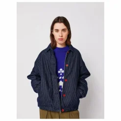 New Bobo Choses Bomber Rayée Denim Coton Bio - Collection Femme | Bleu marine