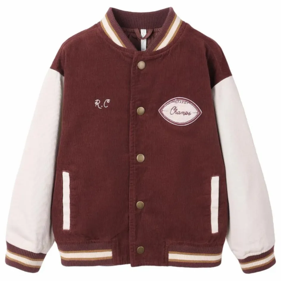 Clearance Rylee + Cru Bomber Varsity Velours Côtelé | Bordeaux