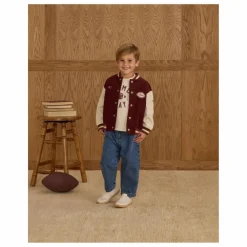 Clearance Rylee + Cru Bomber Varsity Velours Côtelé | Bordeaux