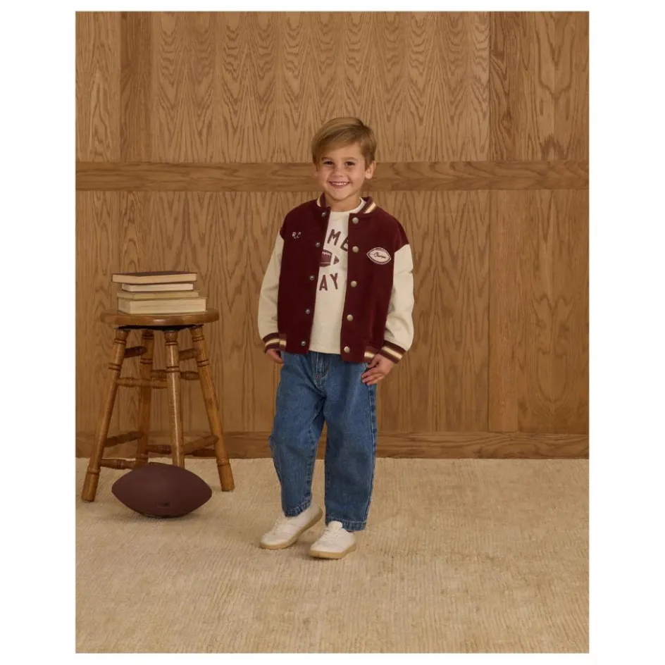 Clearance Rylee + Cru Bomber Varsity Velours Côtelé | Bordeaux
