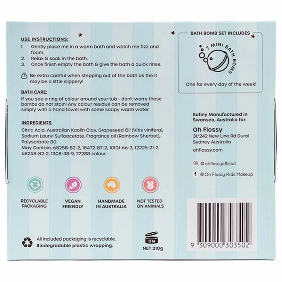 Oh Flossy Bombes de bain - Set de 7|Enfant Soins Du Corps|Soins Du Corps