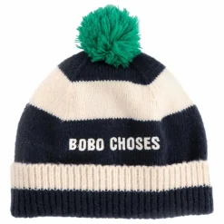 Discount Bonnet Pompom Rayé Fibres Recyclées | Enfant Accessoires De Mode