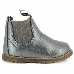 Clearance Pom d'Api Bottines Bob Jod Zip Cuir Grainé | Bleu gris