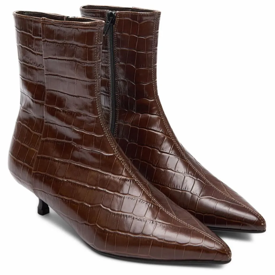 Sale Augusta Bottines Paula Effet Crocodile | Chocolat