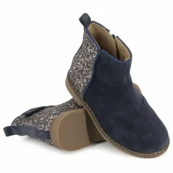 Discount Pom d'Api Bottines Trip Back Velours Glitter | Bleu marine