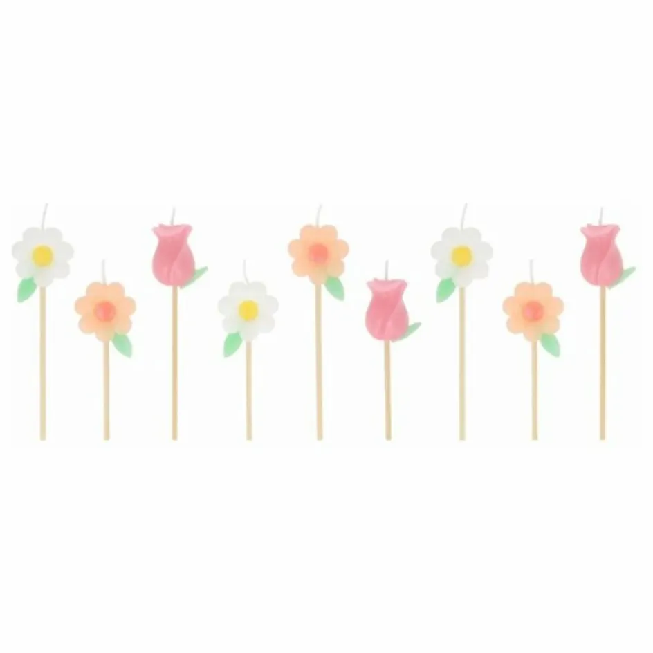 Discount Meri Meri Bougies d'anniversaires Fleurs - Set de 9 Rose
